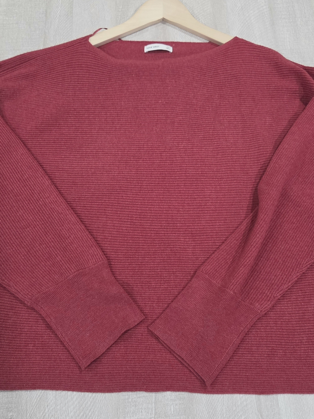 Nine West Ribbed Crewneck Sweater - Raspberry - Picture 3 of 5
